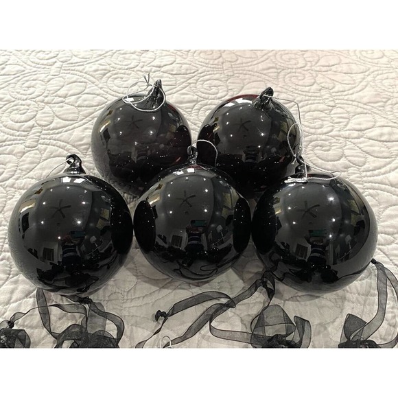 Black Glass Tree Ornaments Bundle Lot Of 16 Halloween Christmas Decor - Picture 3 of 5